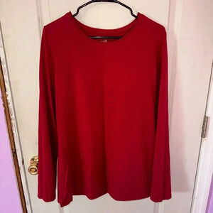 j. jill Rolled Scoopneck Tee Long Sleeve Red Soft Stretchy Sz XL